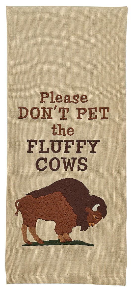 Fluffy Cows Embroidered Tea Towel