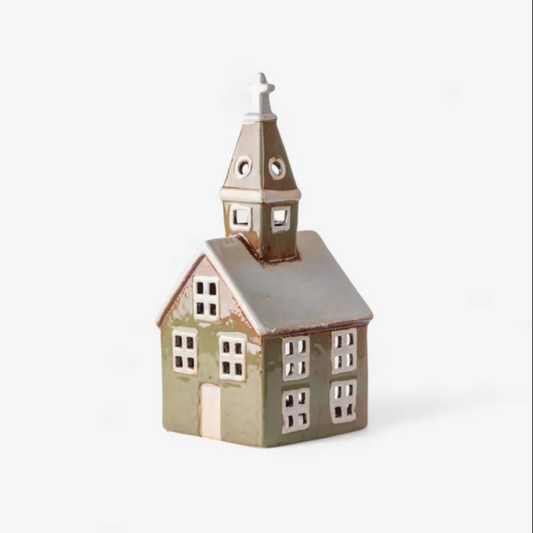 Tea Light Church Olive Green
