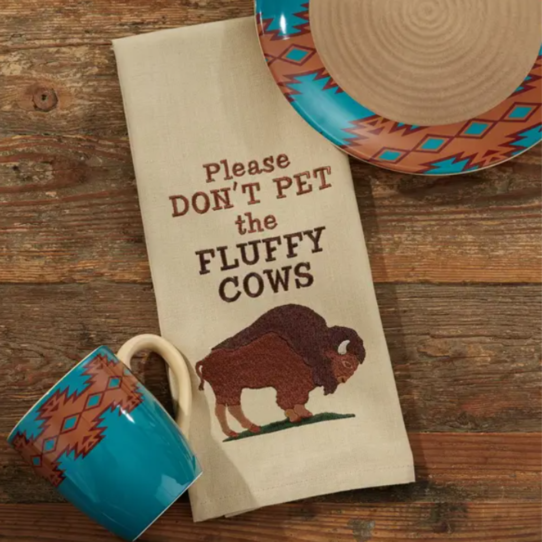 Fluffy Cows Embroidered Tea Towel