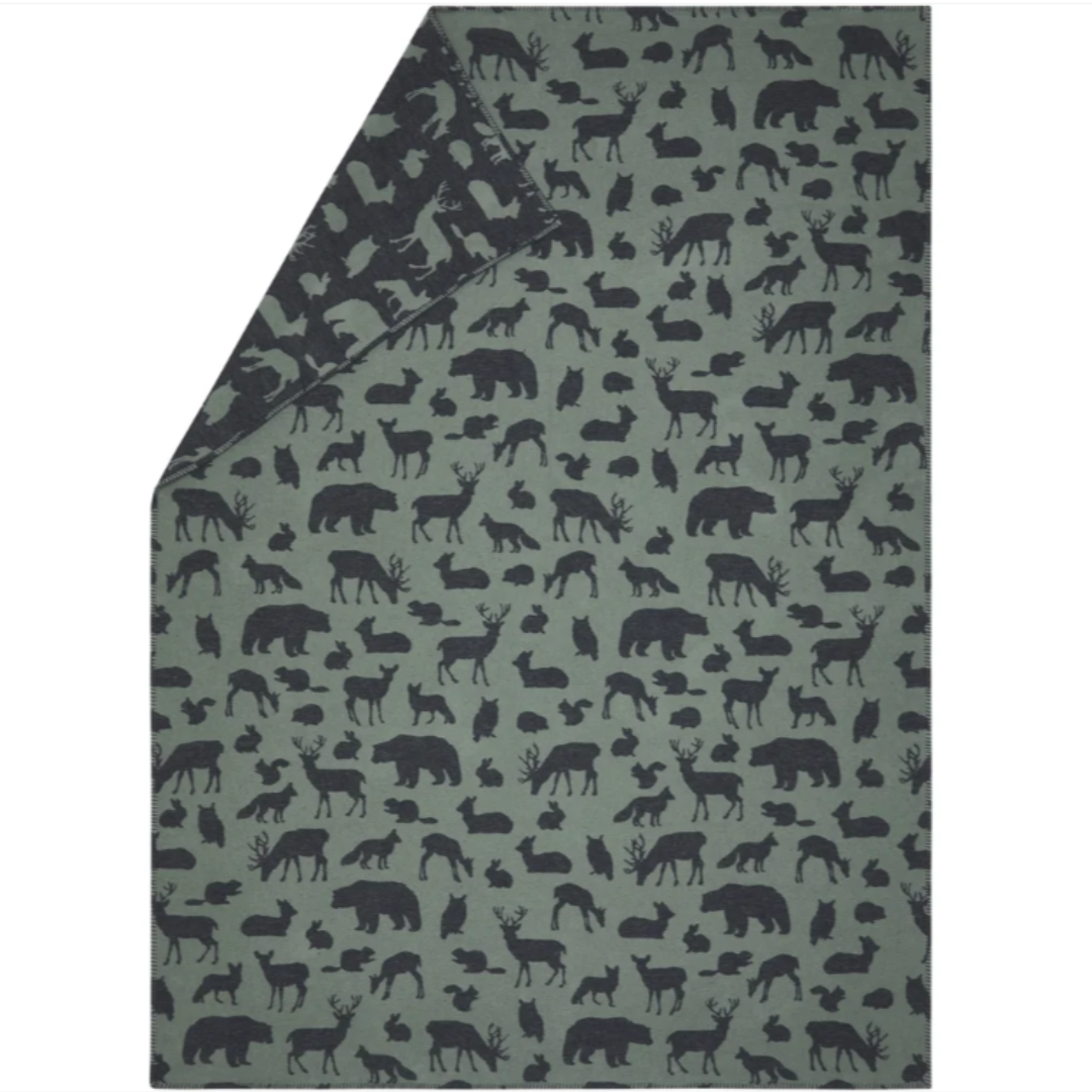 Forest Animals Throw - Green