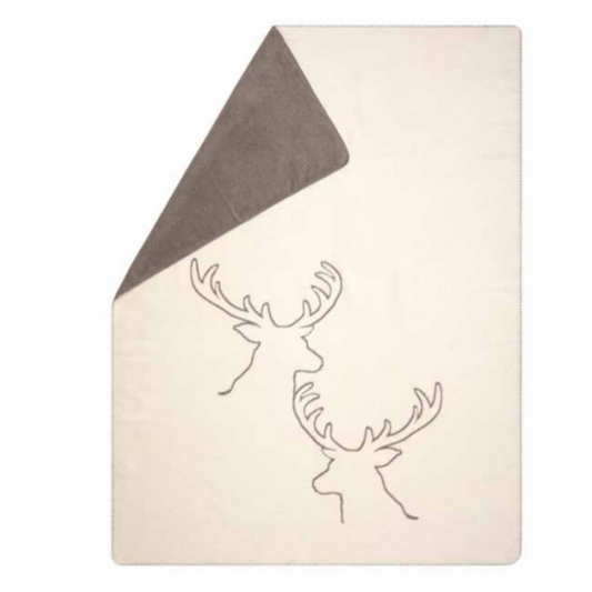 Stag Heads Throw - Off White