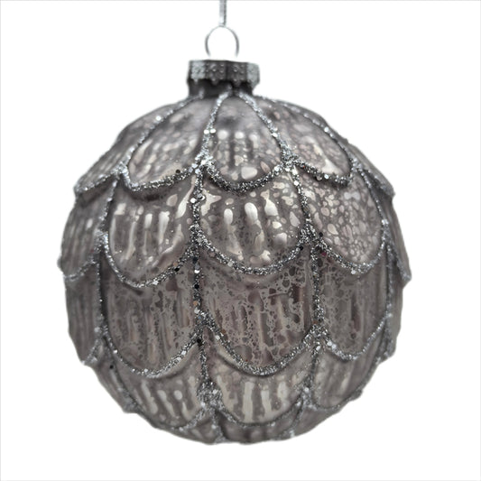 Woodland Fawn Silver Glass 10cm Bauble