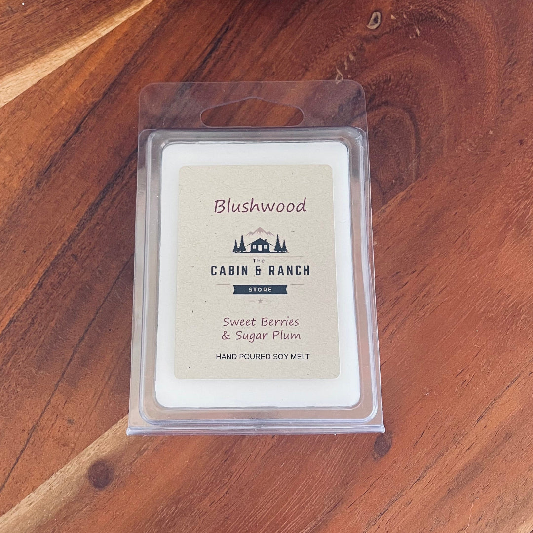 Blushwood Wax Melts, Sweet Berries & Plum, creating a scent that feels both uplifting and comforting. Inspired by quiet mornings in the wilderness from The Cabin & Ranch Store.