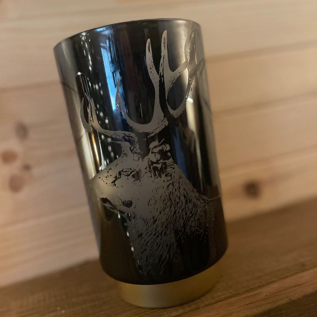 Glass Lamp with Etched Deer