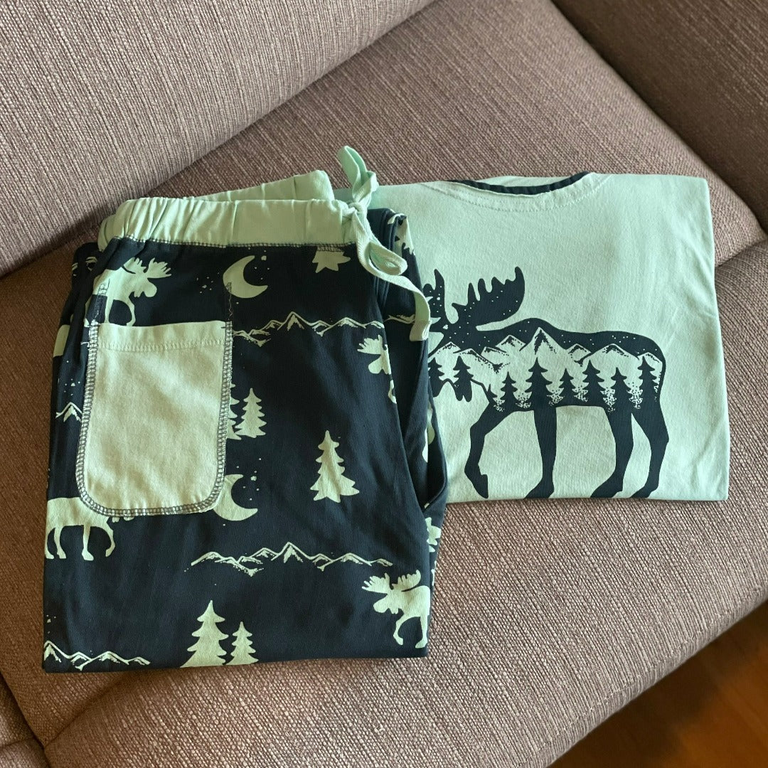 Log Cabin Moose Pajamas