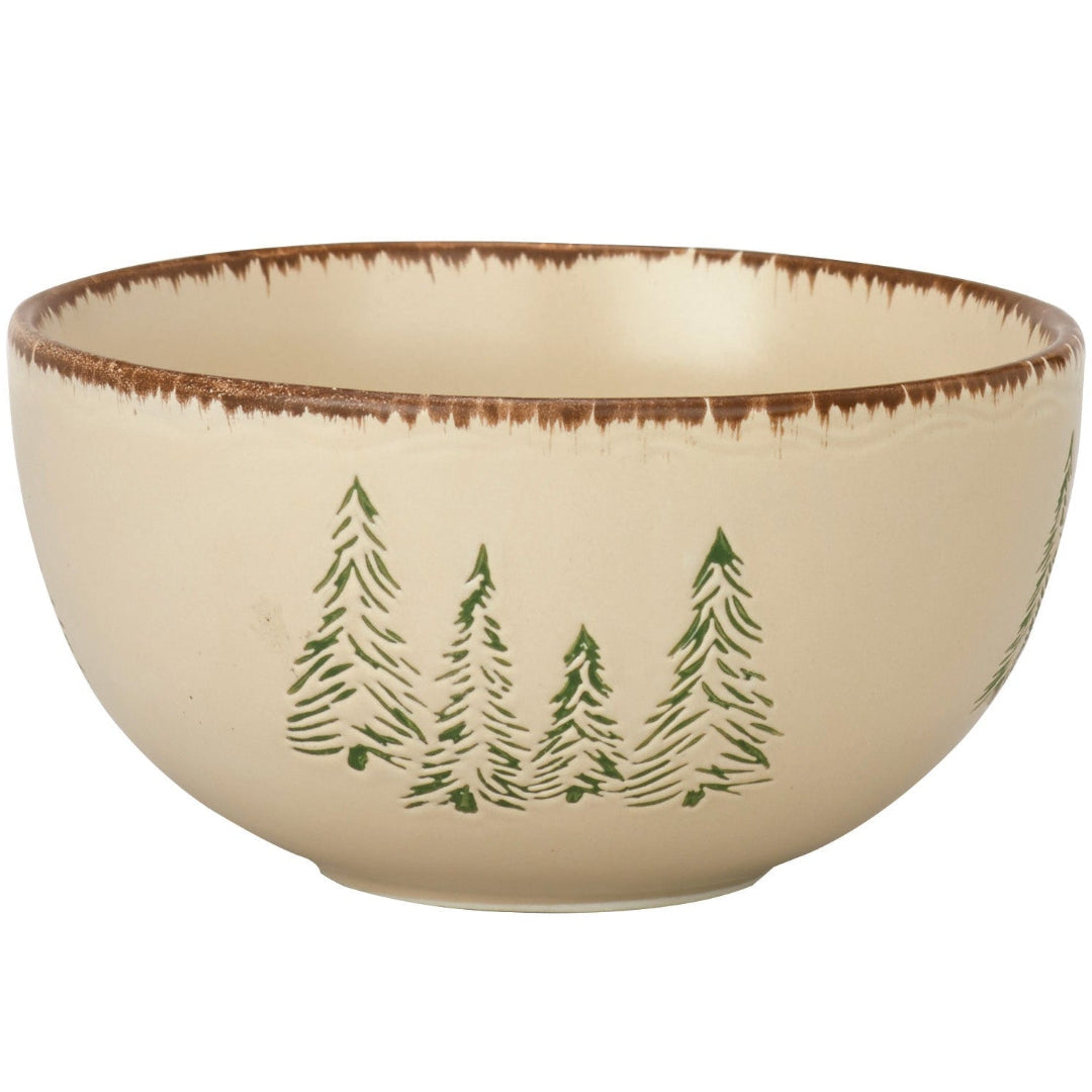 Lodge Dinnerware ceramic bowl with pine trees