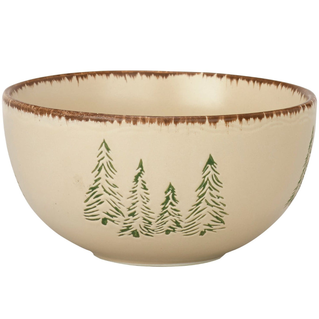 Lodge Dinnerware ceramic bowl with pine trees