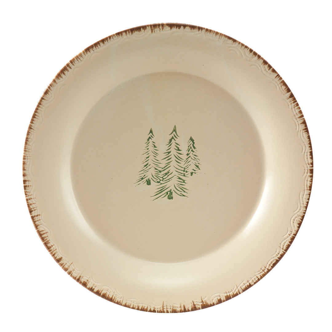 Lodge design dinner plate with pine trees