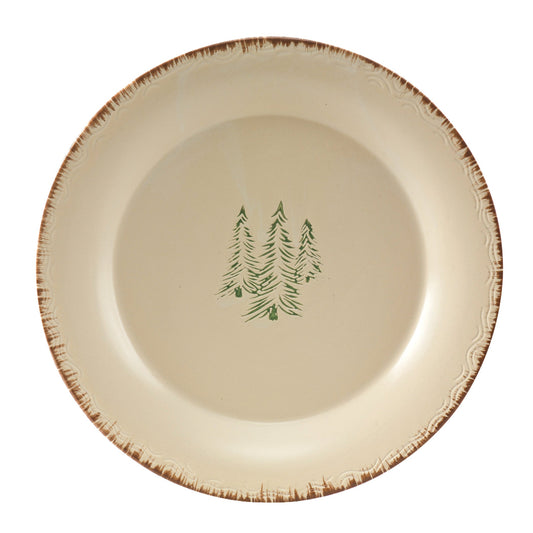 Lodge design dinner plate with pine trees
