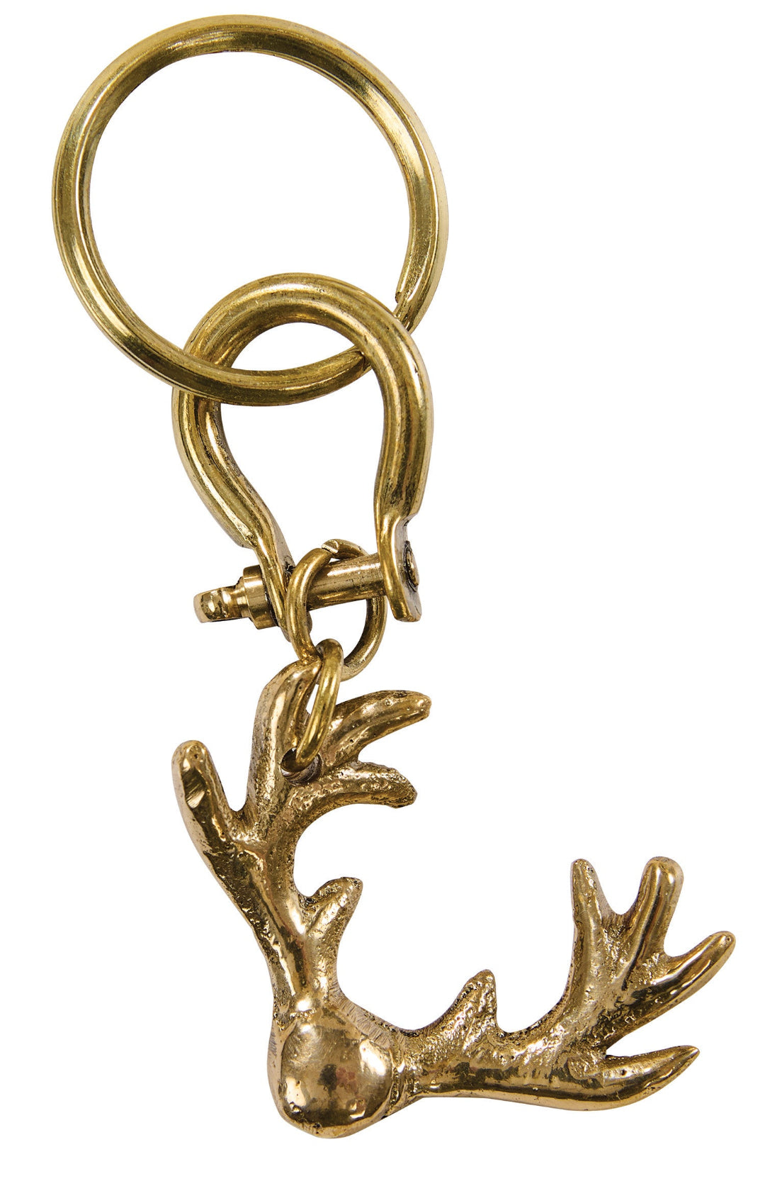 The Antler shaped keychain featuring a split key ring.