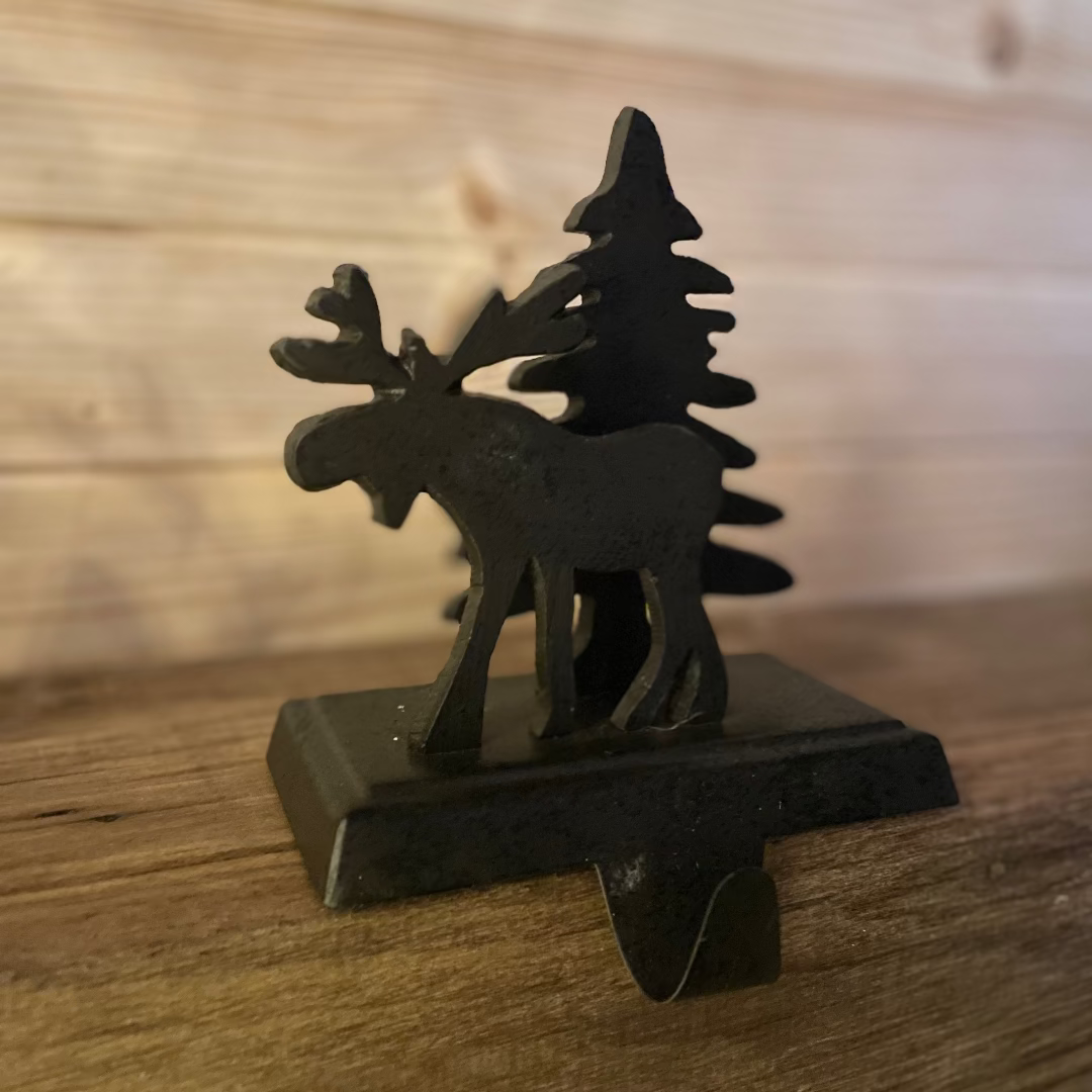 The Moose & Pine Tree Christmas Stocking Holder