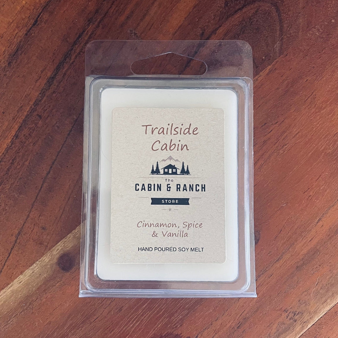 Trailside Cabin Wax Melts with hints of comforting aromas of spiced ginger, creamy vanilla, and freshly baked warmth through the Cabin from The Cabin & Ranch Store.