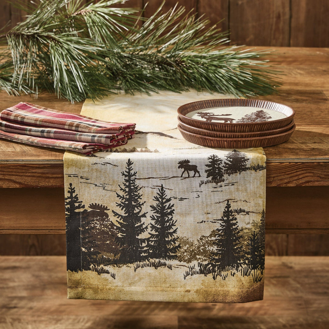 Table Runner with moose and forest design