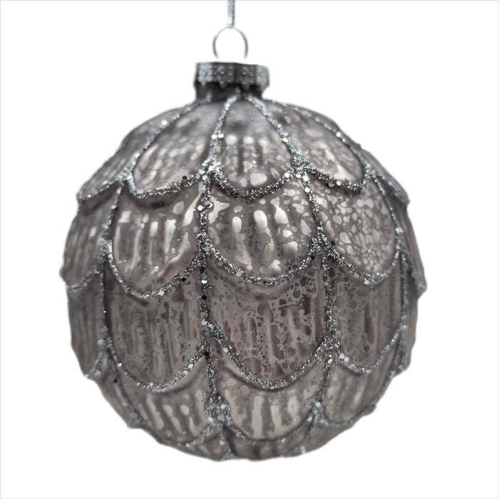 Woodland Fawn Silver Glass 10cm Bauble